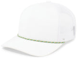 Pacific Headwear Trucker Snapback Braid Cap 104BR WHITE/MOSS GREEN OS