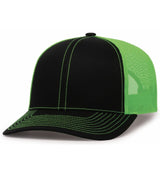 Pacific Headwear Trucker Snapback Cap | Pacific Headwear 104C Black/Neon Green/Black OSFM Caps