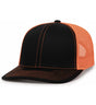 Pacific Headwear Trucker Snapback Cap | Pacific Headwear 104C Black/Neon Orange/Black OSFM Caps