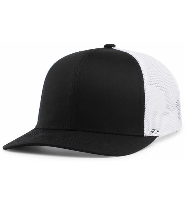 Pacific Headwear Trucker Snapback Cap | Pacific Headwear 104C Black/White/Black OSFM Caps