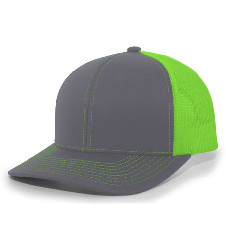 Pacific Headwear Trucker Snapback Cap | Pacific Headwear 104C Graphite/Neon Green/Graphite OSFM Caps