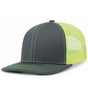 Pacific Headwear Trucker Snapback Cap | Pacific Headwear 104C Graphite/Neon Yellow/Graphite OSFM Caps