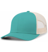 Pacific Headwear Trucker Snapback Cap | Pacific Headwear 104C Jaguar Teal/Beige/Jaguar Teal OSFM Caps