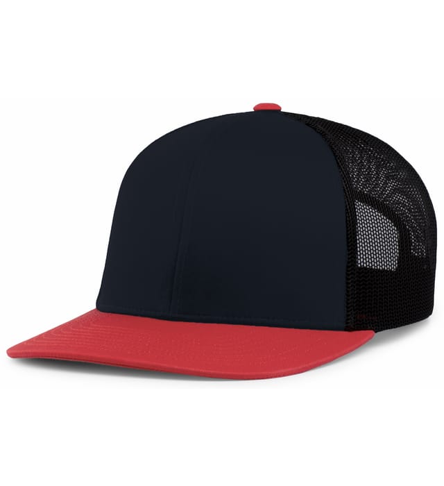 Pacific Headwear Trucker Snapback Cap | Pacific Headwear 104C Navy/Red OSFM Caps