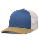 Pacific Headwear Trucker Snapback Cap | Pacific Headwear 104C Ocean Blue/Beige/Amber Gold OSFM Caps