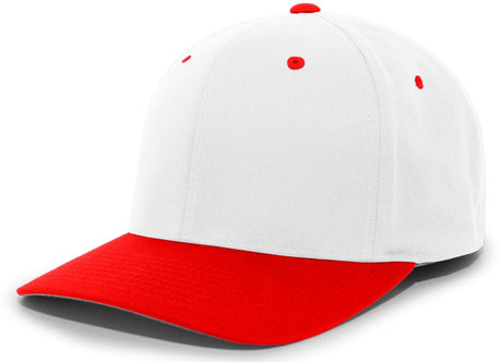 Pacific Headwear Twill Stretchfit Cap 430C WHITE/RED S/M