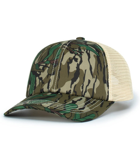 Pacific Headwear VINTAGE MOSSY OAK® TRUCKER CAP - Pacific Headwear P640 GREENLEAF/TAN/GREENLEAF OS