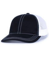 Pacific Headwear Vintage Trucker Snapback Cap - Pacific Headwear V67 BLACK/WHITE/BLACK OS