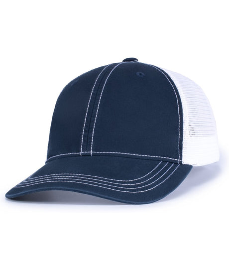 Pacific Headwear Vintage Trucker Snapback Cap - Pacific Headwear V67 NAVY/WHITE/NAVY OS