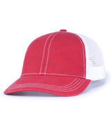 Pacific Headwear Vintage Trucker Snapback Cap - Pacific Headwear V67 RED/WHITE/RED OS