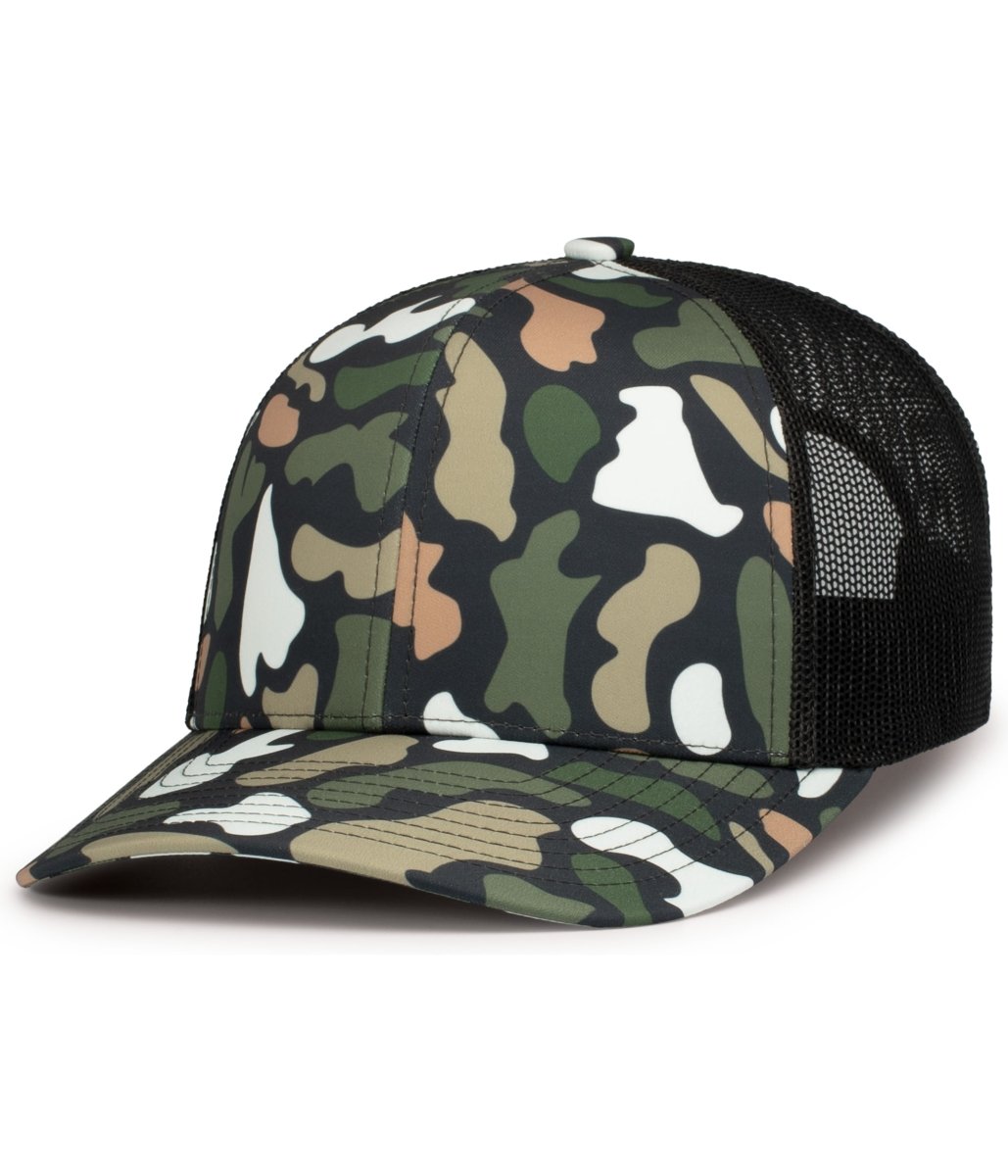 Pacific Headwear WEEKENDER DUCK CAMO TRUCKER SNAPBACK CAP - Pacific Headwear P686 BAYOU/LT CHARCOAL/BAYOU OS