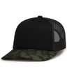 Pacific Headwear WEEKENDER DUCK CAMO TRUCKER SNAPBACK CAP - Pacific Headwear P686 BLACK/LT CHARCOAL/WOODLAND OS