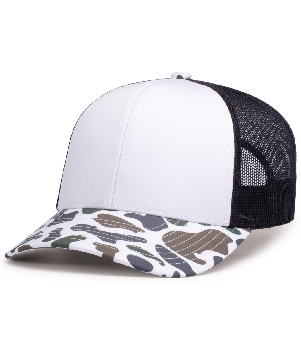 Pacific Headwear WEEKENDER DUCK CAMO TRUCKER SNAPBACK CAP - Pacific Headwear P686 BONE/LIGHT CHARCOAL/TIMBERLINE OS