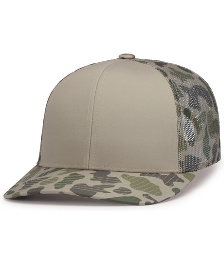 Pacific Headwear WEEKENDER DUCK CAMO TRUCKER SNAPBACK CAP - Pacific Headwear P686 KHAKI/COASTLAND/COASTLAND OS