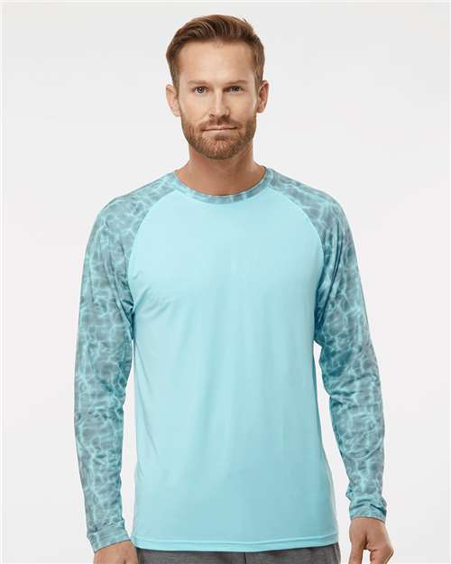 Paragon Men's Panama Colorblocked Long Sleeve T-Shirt - Paragon 231 Grey Aqua Water XS Long Sleeve T-Shirts
