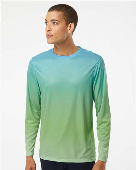 Paragon Unisex Barbados Performance Pin Dot Long Sleeve T-Shirt - Paragon 225 Aqua Blue/ Light Lime XS Long Sleeve T-Shirts