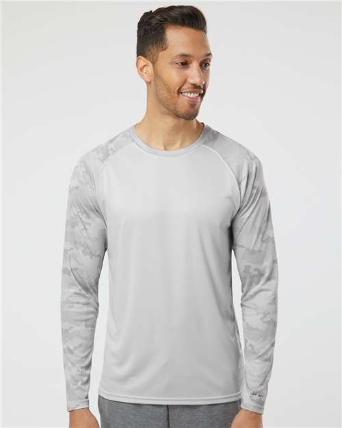 Paragon Unisex Cayman Performance Camo Colorblocked Long Sleeve T-Shirt - Paragon 216 Aluminum XS Long Sleeve T-Shirts