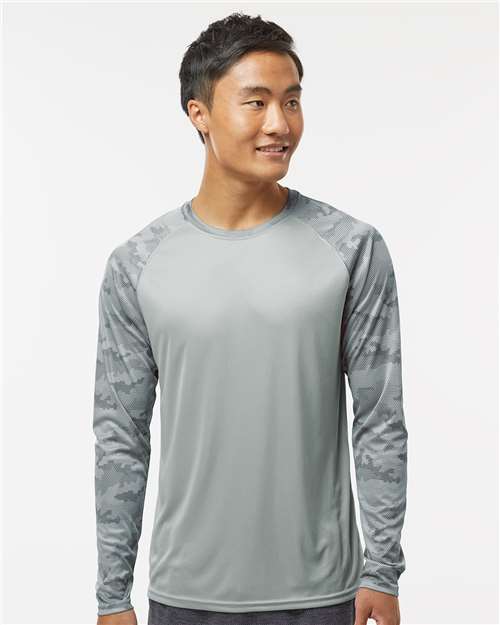 Paragon Unisex Cayman Performance Camo Colorblocked Long Sleeve T-Shirt - Paragon 216 Medium Grey XS Long Sleeve T-Shirts