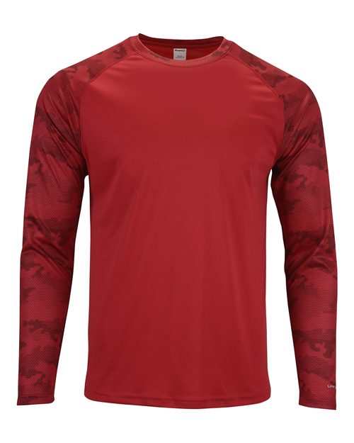 Paragon Unisex Cayman Performance Camo Colorblocked Long Sleeve T-Shirt - Paragon 216 Red XS Long Sleeve T-Shirts