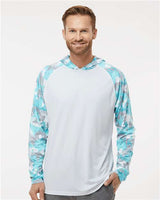 Paragon Unisex Tortuga Extreme Performance Hooded T-Shirt - Paragon 240 White/ Aqua Camo XS Short Sleeve T-Shirts