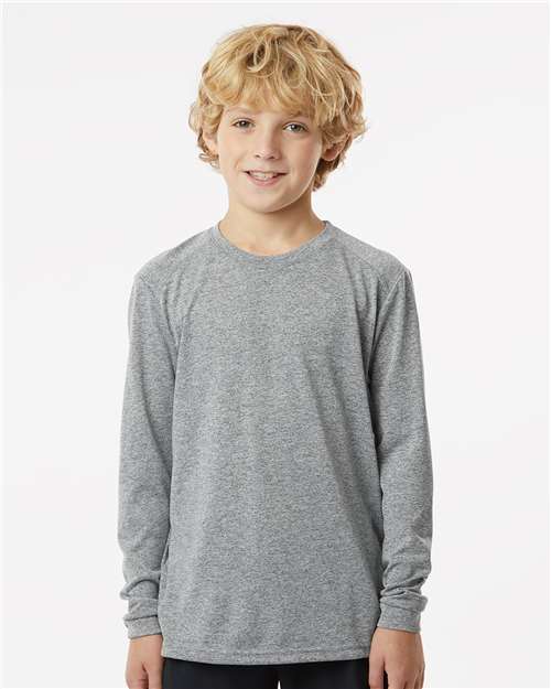 Paragon Youth Long Islander Performance Long Sleeve T-Shirt - Paragon 218Y Heather Grey S Long Sleeve T-Shirts