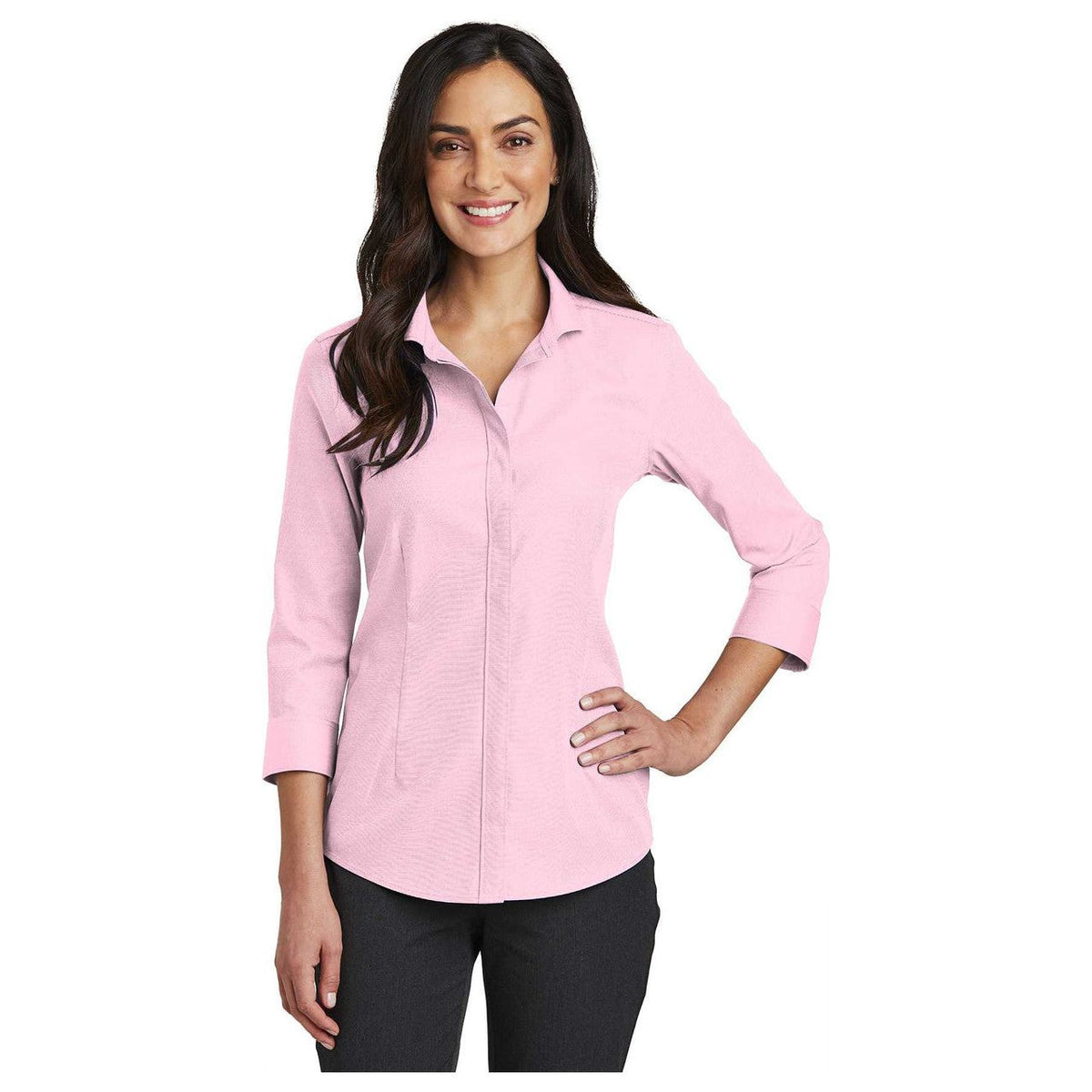 Ladies 3/4-Sleeve Nailhead Non-Iron Button-Down Shirt Joe's USA Womens Apparel