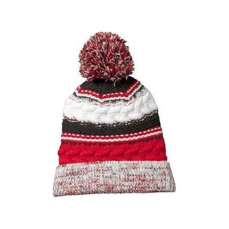 Pom Pom Team Beanie True Red/Black/White Beanies
