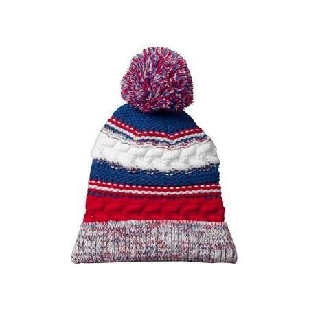 Pom Pom Team Beanie True Red/True Royal/White Beanies