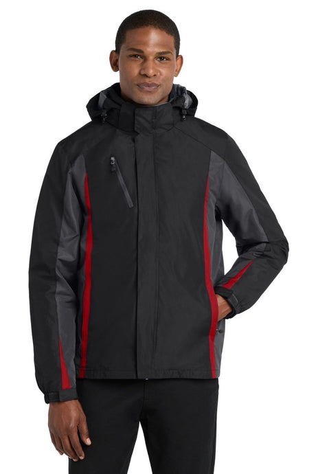 Port Authority ® Colorblock 3 - in - 1 Jacket. J321 - Port Authority J321 Black/ Magnet/ Signal Red XS Insulated Jackets