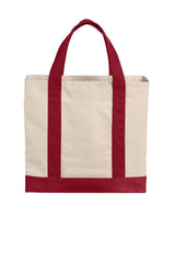 Port Authority ® Cotton Canvas Two - Tone Tote BG429 - Port Authority BG429 Natural/ Deep Red OSFA Tote Bags