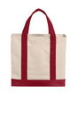 Port Authority ® Cotton Canvas Two - Tone Tote BG429 - Port Authority BG429 Natural/ Deep Red OSFA Tote Bags