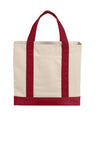 Port Authority ® Cotton Canvas Two - Tone Tote BG429 - Port Authority BG429 Natural/ Deep Red OSFA Tote Bags