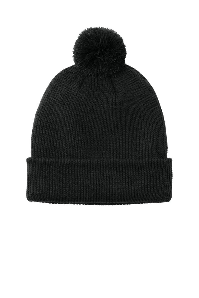 Port Authority ® Cozy Pom Beanie C978 - Port Authority C978 Deep Black OSFA Beanies