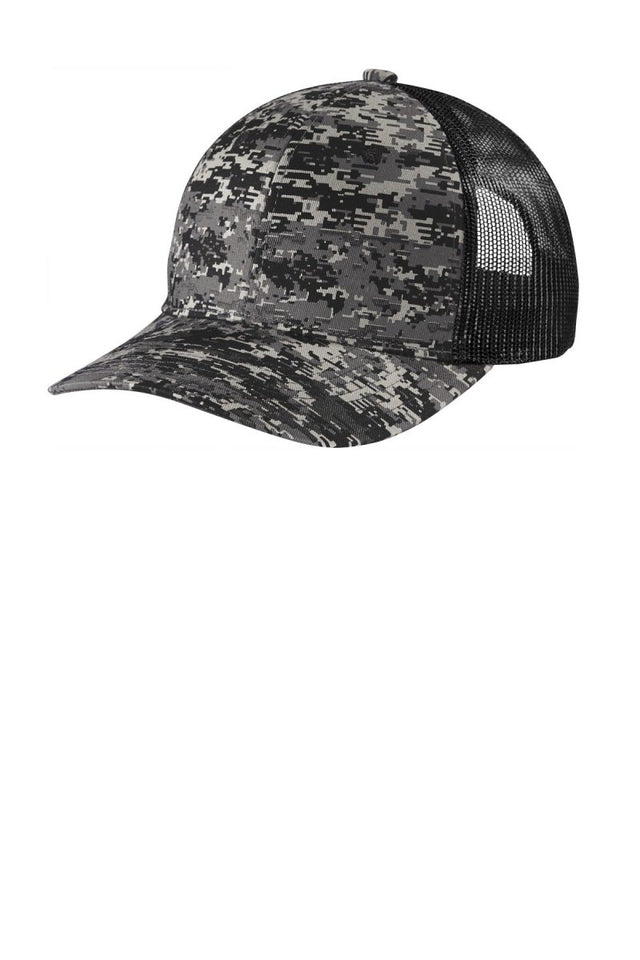 Port Authority ® Digi Camo Snapback Trucker Cap C114 - Port Authority C114 Black Digi/ Black OSFA Hats