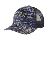 Port Authority ® Digi Camo Snapback Trucker Cap C114 - Port Authority C114 Patriot Blue Digi/ Grey Steel OSFA Hats