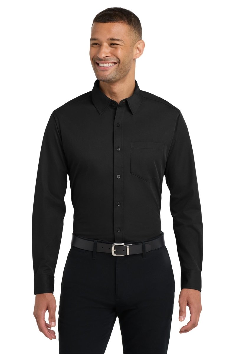 Port Authority ® Dimension Knit Dress Shirt. K570 - Port Authority K570 Black XS Polos/Knits