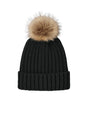Port Authority ® Faux Fur Pom Beanie C990 - Port Authority C990 Deep Black OSFA Beanies