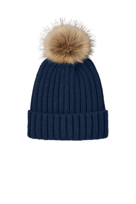 Port Authority ® Faux Fur Pom Beanie C990 - Port Authority C990 River Blue Navy OSFA Beanies