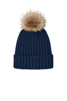 Port Authority ® Faux Fur Pom Beanie C990 - Port Authority C990 River Blue Navy OSFA Beanies
