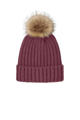 Port Authority ® Faux Fur Pom Beanie C990 - Port Authority C990 Rosewood OSFA Beanies
