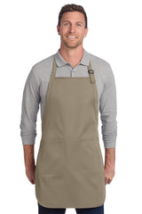 Port Authority ® Full - Length Two - Pocket Bib Apron. A600 - Port Authority A600 Khaki OSFA Aprons