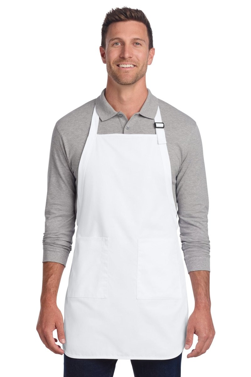 Port Authority ® Full - Length Two - Pocket Bib Apron. A600 - Port Authority A600 White OSFA Aprons