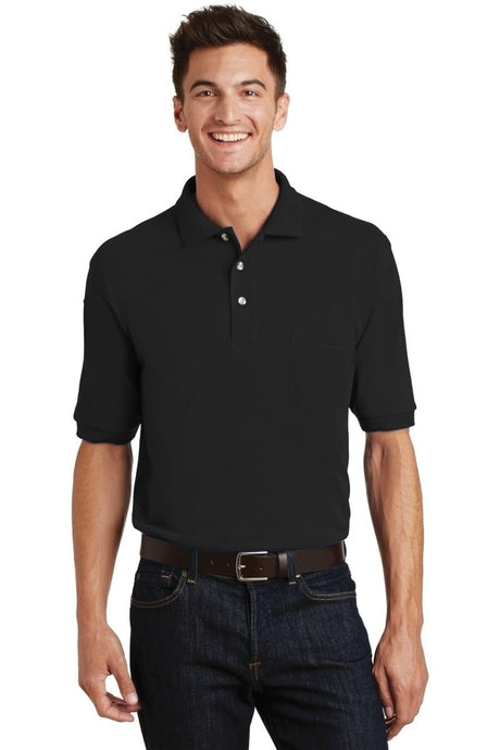 Port Authority ® Heavyweight Cotton Pique Polo with Pocket. K420P - Port Authority K420P Black XS Polos/Knits