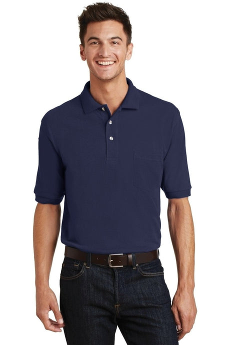 Port Authority ® Heavyweight Cotton Pique Polo with Pocket. K420P - Port Authority K420P Navy XS Polos/Knits