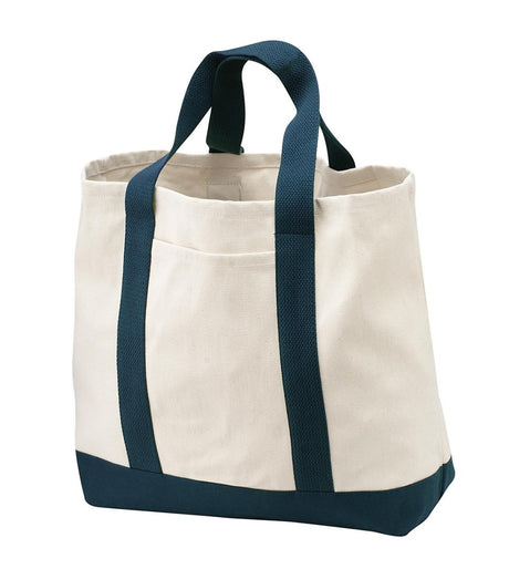 Port Authority ® - Ideal Twill Two - Tone Shopping Tote. B400 - Port Authority B400 Natural/ Navy OSFA Tote Bags