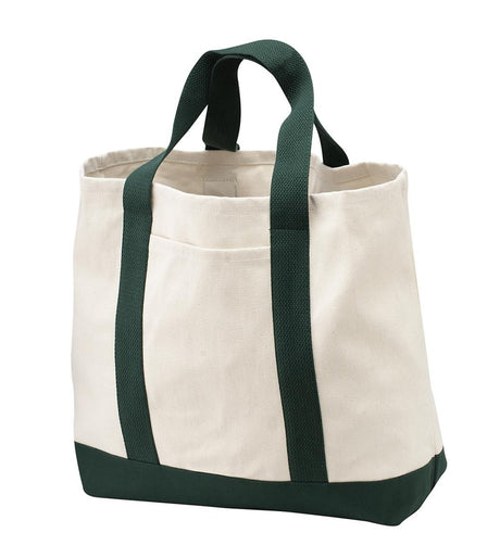 Port Authority ® - Ideal Twill Two - Tone Shopping Tote. B400 - Port Authority B400 Natural/ Spruce OSFA Tote Bags