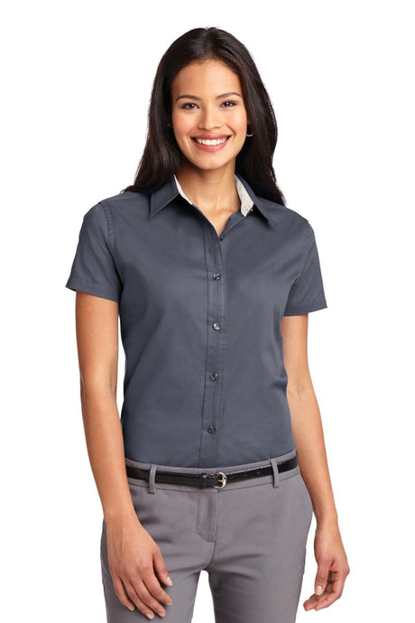 Port Authority L508 Women's Short Sleeve Easy Care Shirt - Port Authority L508 Steel Grey/ Light Stone XS Women's