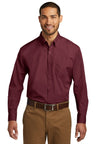 Port Authority ® Long Sleeve Carefree Poplin Shirt. W100 - Port Authority W100 Burgundy XS Woven Shirts