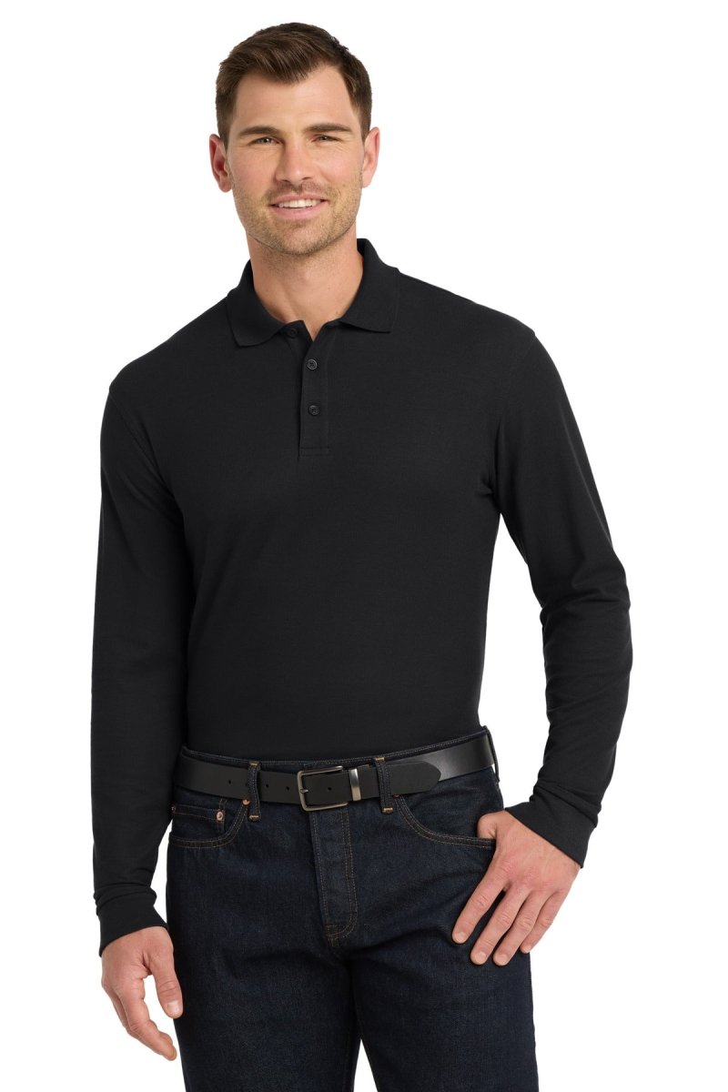 Port Authority ® Long Sleeve Core Classic Pique Polo. K100LS - Port Authority K100LS Deep Black XS Polos/Knits