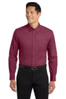 Port Authority ® Long Sleeve Easy Care Shirt S608 - Port Authority S608 Burgundy/ Light Stone XS Woven Shirts